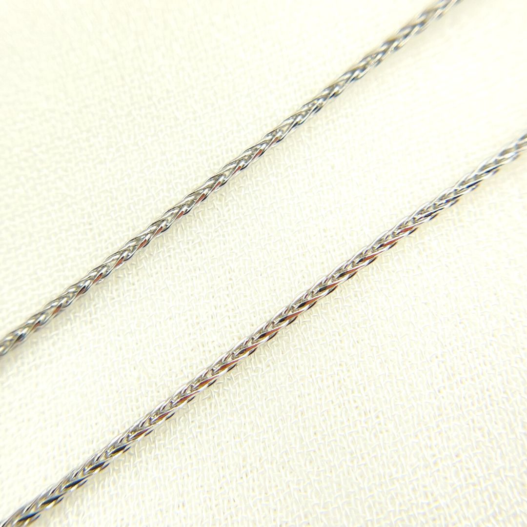 14K Solid White Gold Wheat Chain