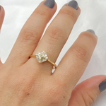 Load image into Gallery viewer, 14k Solid Gold Square Diamond Ring.