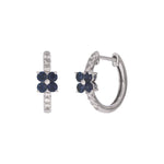 Load image into Gallery viewer, EHC57662. 14K Solid Gold Floral Diamond & Gemstone Hoop Earrings
