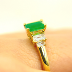 Load image into Gallery viewer, 14K Solid Yellow Gold Diamond and Emerald Cluster Ring.