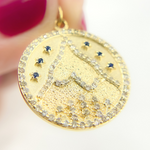 Load image into Gallery viewer, 14K Solid Gold Diamond & Gemstone Circle Charm with Mountain. GDP423