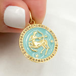 Load image into Gallery viewer, Shop Now Sterling Silver Round Sagittarius Zodiac Enamel Pendant