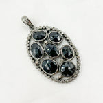 Load image into Gallery viewer, DSP017. Diamond Black Rhodium Sterling Silver Black Spinal Oval Pendant