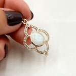 Load image into Gallery viewer, DP245. Diamond Sterling Silver Flower Pendant with Gemstone
