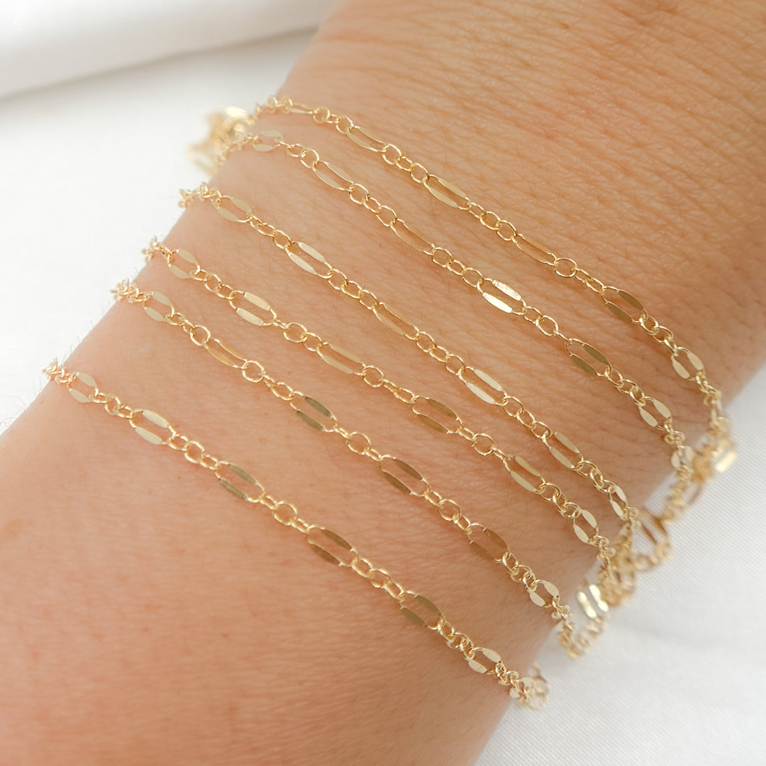 1175-1125GF. 14K Gold-Filled Flat Marina and Cable Links Chain