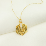 Load image into Gallery viewer, 14K Solid Gold Charm. Hexagonal Pendant with Diamonds. GDP209