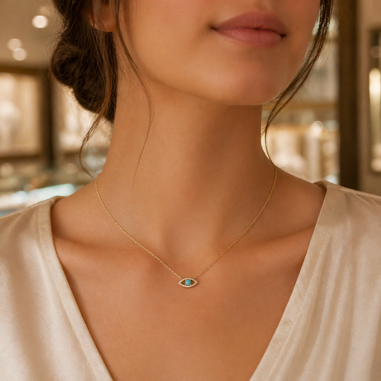 NFD72558. 14K Solid Gold Diamond and Gemstone Necklace
