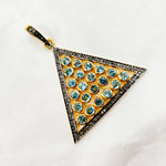 Load image into Gallery viewer, DSP015. Diamond Silver Gemstone Triangle Pendant
