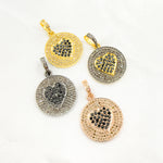 Load image into Gallery viewer, DP560. Diamond Sterling Silver Round Heart Pendant with Black Diamonds