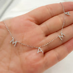 Load image into Gallery viewer, NT401793. 14K Solid Gold Diamond 'MAMA' Dangle Necklace