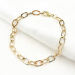 Load image into Gallery viewer, Shop Now 14K Solid Hollow Gold Flat Oval Link Bracelet