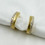 Load image into Gallery viewer, HP401864. 14K Solid Yellow Matte Gold Diamond Hoop Earring