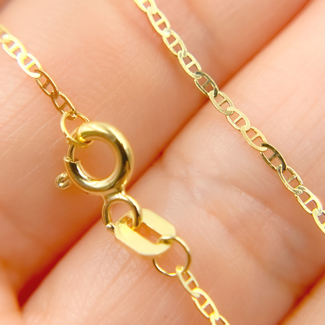 14K Solid Gold Flat Marina Necklaces