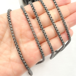 Load image into Gallery viewer, V130BRM. Black Rhodium Matt Sterling Silver Box Link Chain