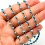 Load image into Gallery viewer, TRQ16. Turquoise Black Rhodium 925 Sterling Silver Wire Chain