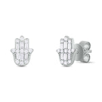 Load image into Gallery viewer, EFC54276. 14K Solid Gold Diamond Hamsa Hand Studs
