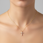 Load image into Gallery viewer, PCA44454. 14k Solid Gold Diamond Cross Necklace