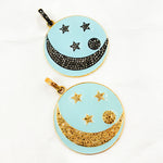 Load image into Gallery viewer, DP528A. Diamond Sterling Silver Round Moon and Star Enamel Pendant
