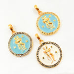 Load image into Gallery viewer, Diamond Sterling Silver Round Gemini Zodiac Enamel Pendant