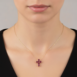 Load image into Gallery viewer, CP97251. 14k Solid Gold Gemstone Cross Necklace