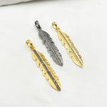 Load image into Gallery viewer, Diamond Sterling Silver Long Leaf Pendant