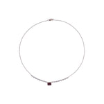 Load image into Gallery viewer, CN97270RU7X5. 14K Solid Gold Diamond & Ruby Petite Rectangle Necklace