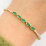 Load image into Gallery viewer, BNG68562. 14K Solid Yellow Gold Gemstone and Diamond Fancy Bangle