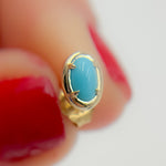 Load image into Gallery viewer, 14K Solid Yellow Gold Turquoise Oval Stud Earrings