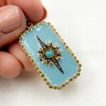 Load image into Gallery viewer, Shop Now Silver Rectangle Enamel Pendant with Gemstone