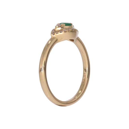 RFB17775EM. 14k Solid Gold Diamond and Emerald Eye Ring