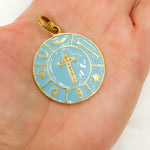 Load image into Gallery viewer, Diamond Sterling Silver Round Cross Enamel Pendant