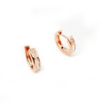 Load image into Gallery viewer, 14K Solid Rose Gold Diamond Hoop Earring