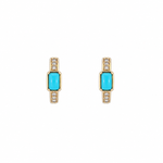 Load image into Gallery viewer, CE97352TQ5X3. 18K Solid Gold Diamond & Turquoise Earrings