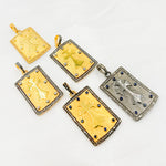 Load image into Gallery viewer, DP312. Diamond Sterling Silver Rectangle Cross Pendant with Gemstone