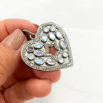 Load image into Gallery viewer, DP391. Diamond & Sterling Silver Heart Pendant with Gemstones and Star in the Center