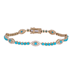 Load image into Gallery viewer, 14k Solid Gold Diamond and Turquoise Eye Bracelet