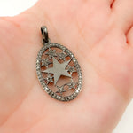 Load image into Gallery viewer, DC115. Diamond Sterling Silver Oval Star Pendant