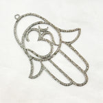 Load image into Gallery viewer, DP07. Diamond & Sterling Silver Hamsa Pendant with OM Symbol