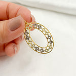 Load image into Gallery viewer, Shop NOw Diamond Sterling Silver Oval Pendant with Flowers and Gemstone