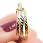 Load image into Gallery viewer, GER90. 14K Gold Tri Tone Hoop Earrings with Texture