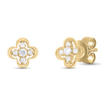 Load image into Gallery viewer, EFA54268. 14K Solid Gold Diamond Flower Studs