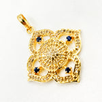 Load image into Gallery viewer, DP298. Diamond & Sterling Silver Flower Pendant with Gemstone