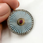 Load image into Gallery viewer, Sterling Silver Round Enamel Pendant with Gemstone