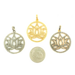 Load image into Gallery viewer, DP516. Diamond & Sterling Silver Round Lotus Pendant