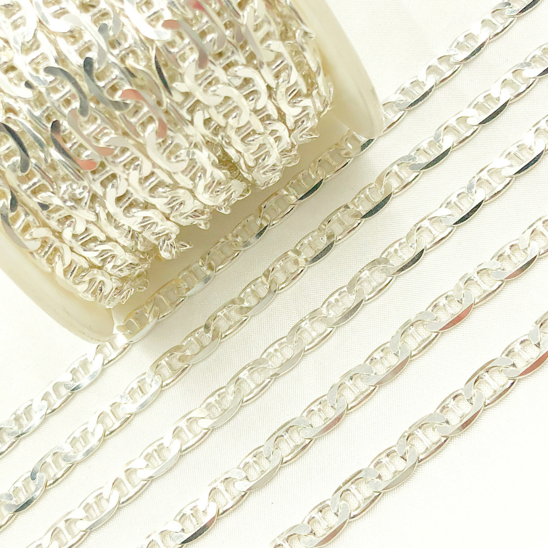 Y78SS. 925 Sterling Silver Flat Marina Chain
