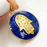 Load image into Gallery viewer, Sterling Silver Round Hamsa Enamel Pendants