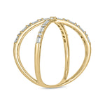 Load image into Gallery viewer, 14k Solid Gold Diamond Criss Cross Ring.
