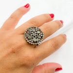 Load image into Gallery viewer, DR024. Diamond Sterling Silver Black Rhodium Labradorite