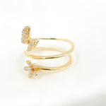 Load image into Gallery viewer, 14K Solid Gold Yellow Butterfly and Flower Ring.