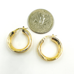 Load image into Gallery viewer, GER105. 14K Solid Gold Flat Diamond Cut Hollow Hoop Earrings